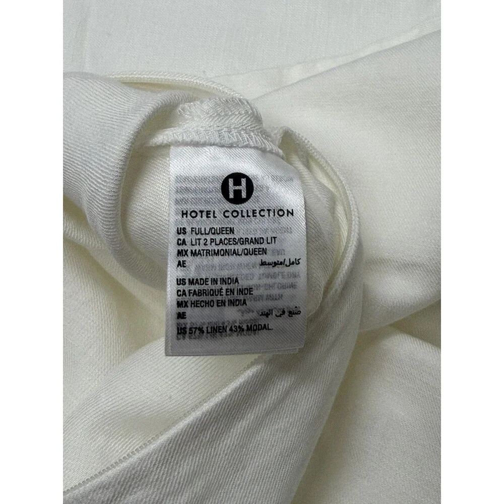 Hotel Collection White Linen/Modal Blend 3-Pc. Full/Queen Duvet Set